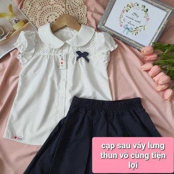 Chân váy học sinh xếp ly xanh than size 7 -15 